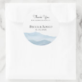 Hochzeit Danke Blue Watercolor Runder Aufkleber (Tasche)