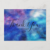 Hochzeit Danke Blue Watercolor Script Postcard Postkarte (Vorderseite)