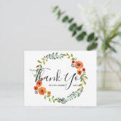 Hochzeit Danke | Blumenschrift Postcard Postkarte (Stehend Vorderseite)