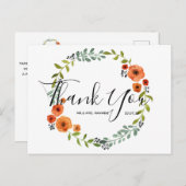 Hochzeit Danke | Blumenschrift Postcard Postkarte (Vorne/Hinten)