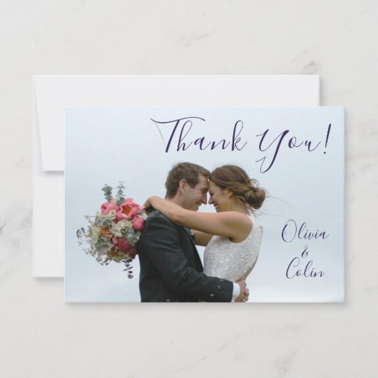 Hochzeit Danke, Bride Groom Foto Dankeskarte (Vorderseite)