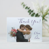 Hochzeit Danke, Bride Groom Foto Dankeskarte (Stehend Vorderseite)