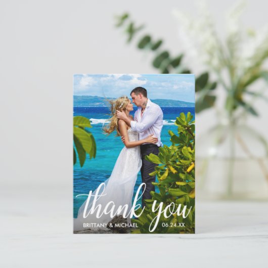 Hochzeit Danke, Bride Groom Foto Postkarte (Stehend Vorderseite)