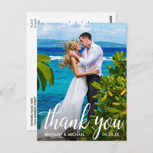Hochzeit Danke, Bride Groom Foto Postkarte (Vorne/Hinten)