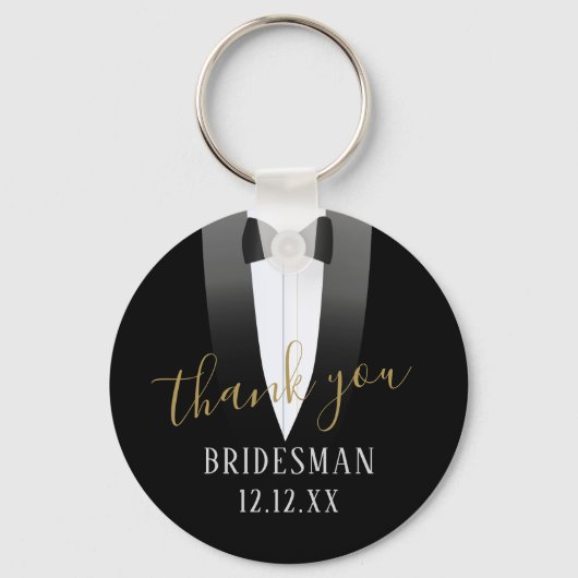 Hochzeit Danke Bridesman Tuxedo Schlüsselanhänger (Vorderseite)