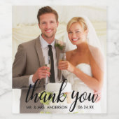 Hochzeit Danke, Bridge and Groom Foto B Weinetikett (Einzelnes Label)