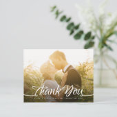 Hochzeit Danke, Calligraphy Script Custom Foto Postkarte (Stehend Vorderseite)