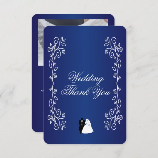 Hochzeit Danke, Card Royal Blue Bride Groom Dankeskarte (Vorne/Hinten)