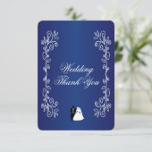 Hochzeit Danke, Card Royal Blue Bride Groom Dankeskarte (Stehend Vorderseite)