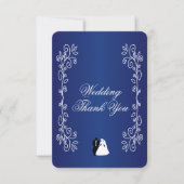 Hochzeit Danke, Card Royal Blue Bride Groom Dankeskarte (Vorderseite)
