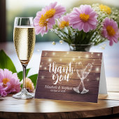 Hochzeit Danke Champagne Glasses Wood Lights