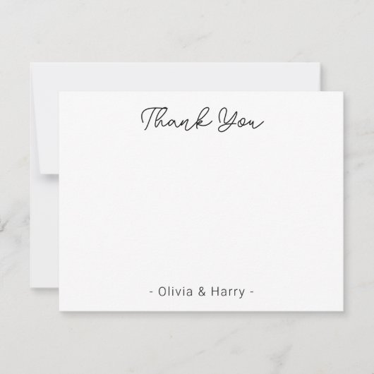 Hochzeit Danke Chic Modern White Flat Note Card Mitteilungskarte (Vorderseite)