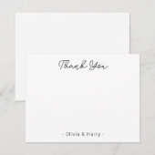 Hochzeit Danke Chic Modern White Flat Note Card Mitteilungskarte (Vorne/Hinten)