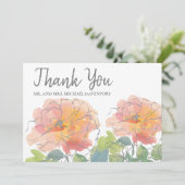Hochzeit Danke Coral Watercolor Floral (Stehend Vorderseite)