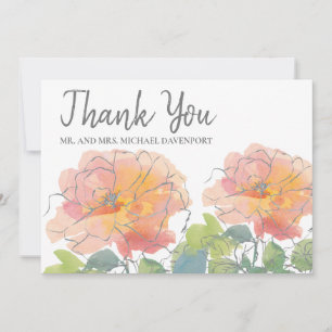 Hochzeit Danke Coral Watercolor Floral