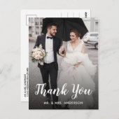 Hochzeit Danke Custom Foto White Script Postkarte (Vorne/Hinten)
