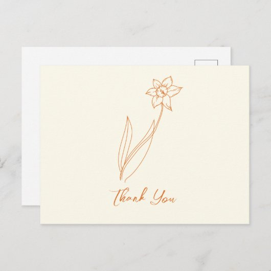 Hochzeit Danke, Daffodil Postkarte (Vorne/Hinten)