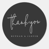 Hochzeit danke, dass du Black handschriftlich gesc Runder Aufkleber (Vorderseite)