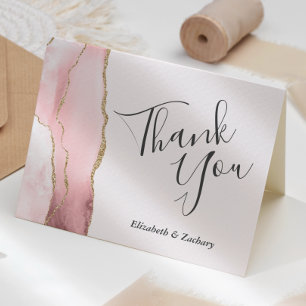 Hochzeit Danke, dass du Blush Pink Agate Gold Glit Karte