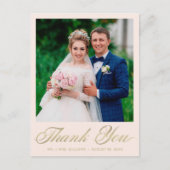 Hochzeit Danke, dass du Blush Pink Foto Gold Scrip Postkarte (Vorderseite)