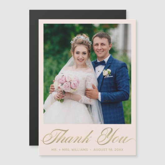 Hochzeit Danke, dass du Blush Pink Gold Script Mag Magnetkarte (Vorne/Hinten)