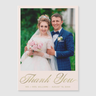 Hochzeit Danke, dass du Blush Pink Gold Script Mag Magnetkarte