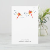 Hochzeit Danke, dass ihr eine rote Libelle habt Einladung (Stehend Vorderseite)