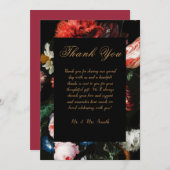 Hochzeit Danke, dass ihr Karte Red Black Floral (Vorne/Hinten)