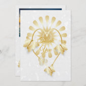 Hochzeit Danke, dass Sie Card Gold Floral Heart Einladung (Vorne/Hinten)