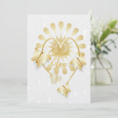 Hochzeit Danke, dass Sie Card Gold Floral Heart Einladung (Stehend Vorderseite)