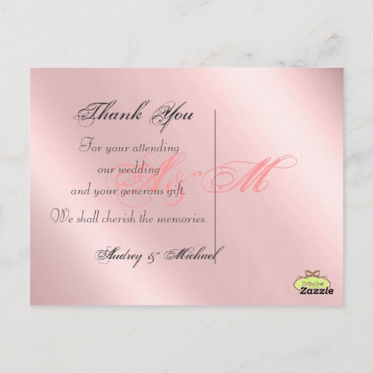 Hochzeit Danke, dass Sie Postkarten einfügen Ihre (Rückseite)