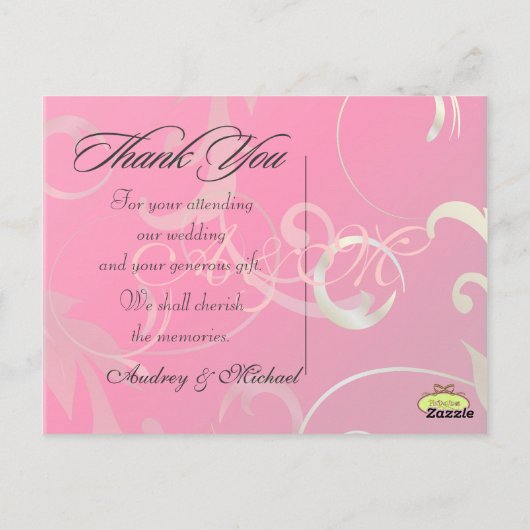 Hochzeit Danke, dass Sie Postkarten einfügen Ihre (Rückseite)