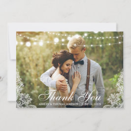 Hochzeit Danke, dass Sie Spitzen und String Lights Dankeskarte