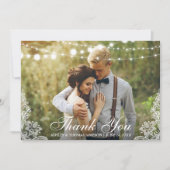 Hochzeit Danke, dass Sie Spitzen und String Lights Dankeskarte (Vorderseite)