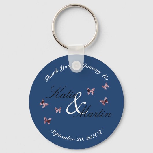 Hochzeit danke dir, dass du Pink Butterflies hälts Schlüsselanhänger (Vorderseite)