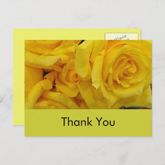 Hochzeit danke dir gelbe Rosenblüte Blume Postkarte (Vorne/Hinten)