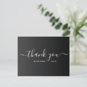 Hochzeit Danke | Elegante Script Postcard Postkarte (Stehend Vorderseite)