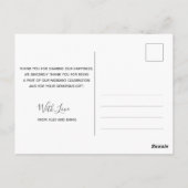 Hochzeit Danke | Elegante Script Postcard Postkarte (Rückseite)