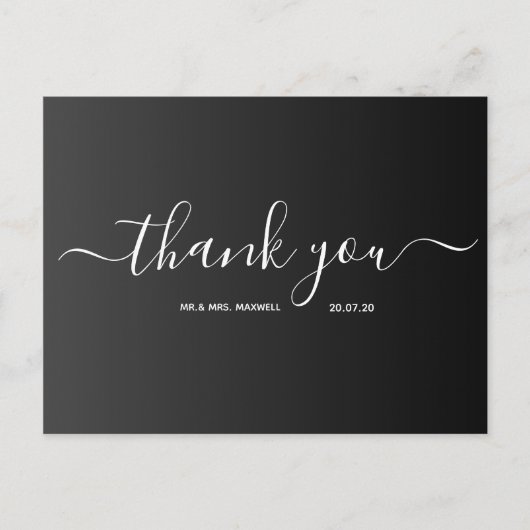 Hochzeit Danke | Elegante Script Postcard Postkarte (Vorderseite)