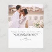 Hochzeit Danke Foto Minimalistisch Romantische Kar (Rückseite)