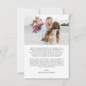 Hochzeit Danke Foto Minimalistische Karte (Rückseite)
