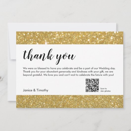 Hochzeit Danke Foto QR Code Gold Imitate Folie (Rückseite)