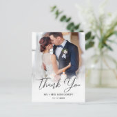 Hochzeit Danke für das einfache Black Script-Foto Postkarte (Stehend Vorderseite)
