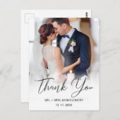 Hochzeit Danke für das einfache Black Script-Foto Postkarte (Vorne/Hinten)