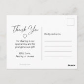 Hochzeit Danke für das einfache Black Script-Foto Postkarte (Rückseite)