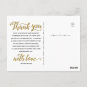 Hochzeit Danke | Gold Script Type auf Foto Postkarte (Rückseite)