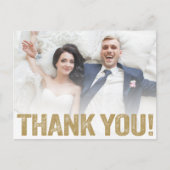 Hochzeit Danke | Goldener Typ auf Foto Postkarte (Vorderseite)