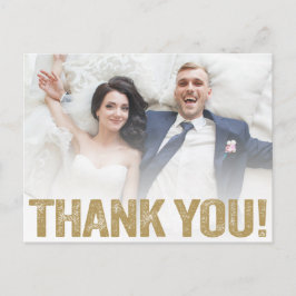Hochzeit Danke | Goldener Typ auf Foto Postkarte