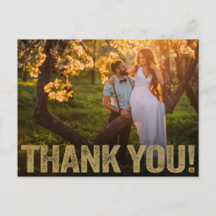 Hochzeit Danke   Goldener Typ auf Foto Postkarte
