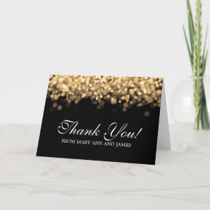Hochzeit "Danke" Goldlichter Dankeskarte